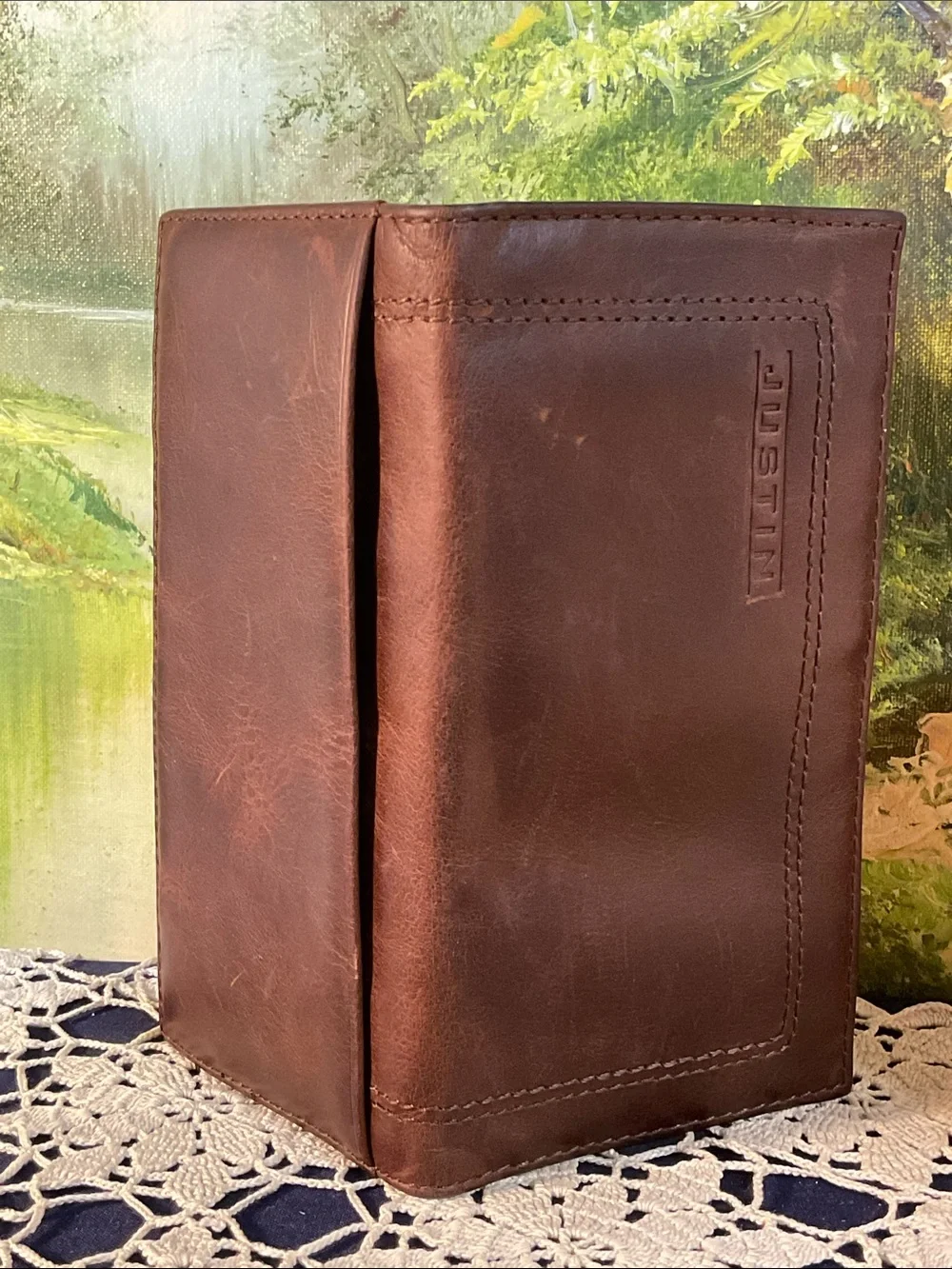 Justin Boots Dark Brown Leather Key & Card Holder